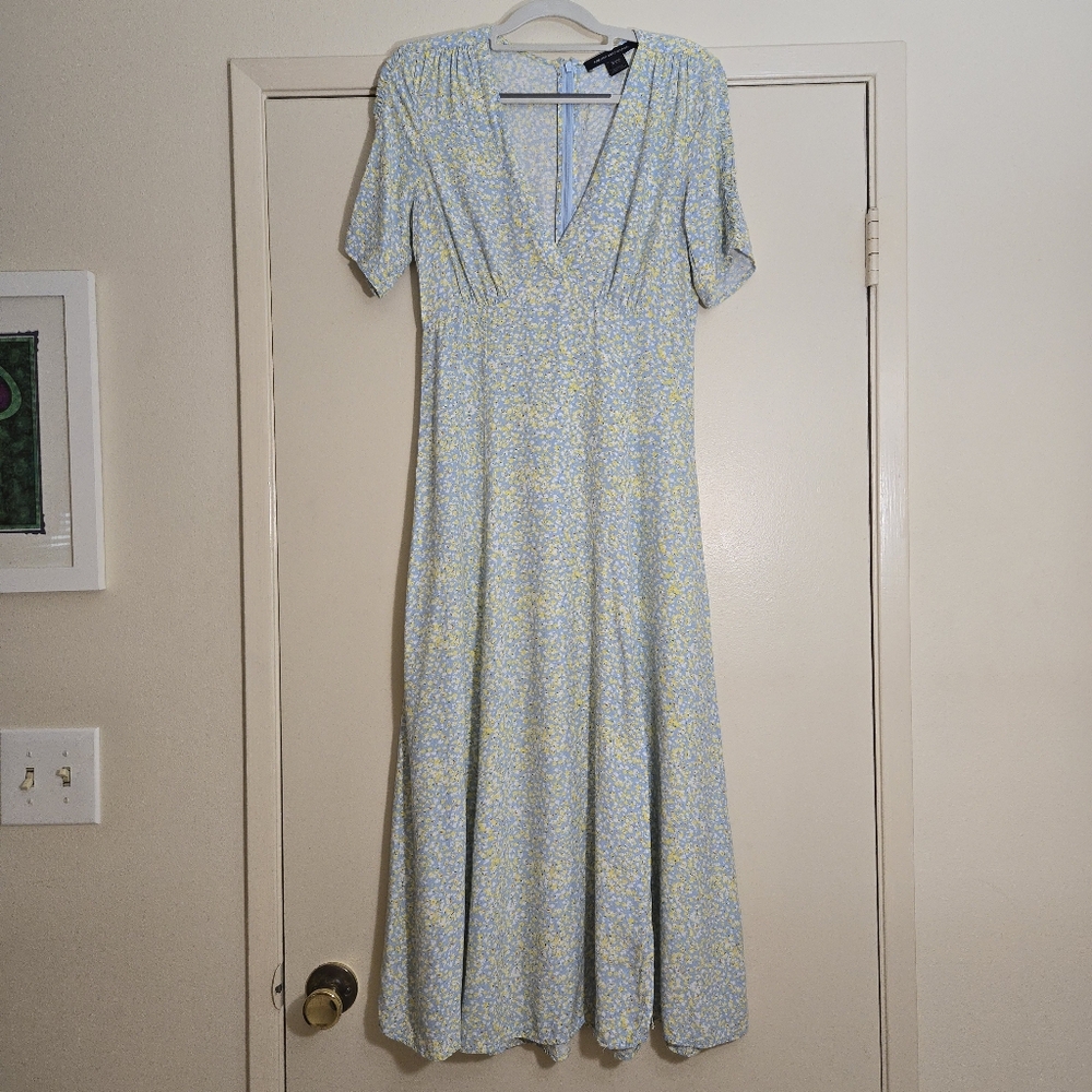 French Connection Stacie Daisy Ditsy Floral Print Drape Midi Dress Size 6
